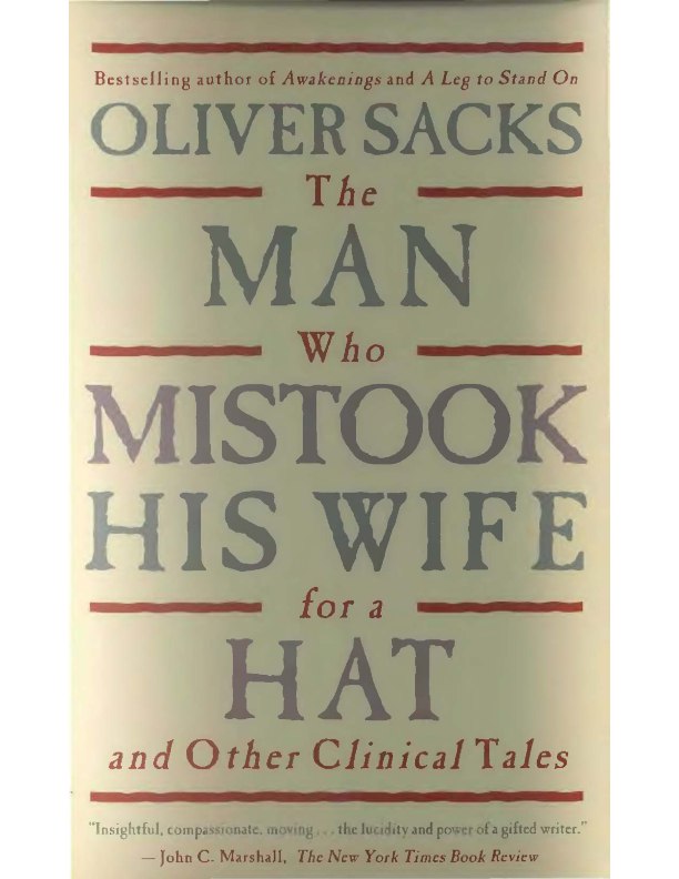 Oliver Sacks The Man Who Mistook His Wife For a Hat and Other Clinical Tales book